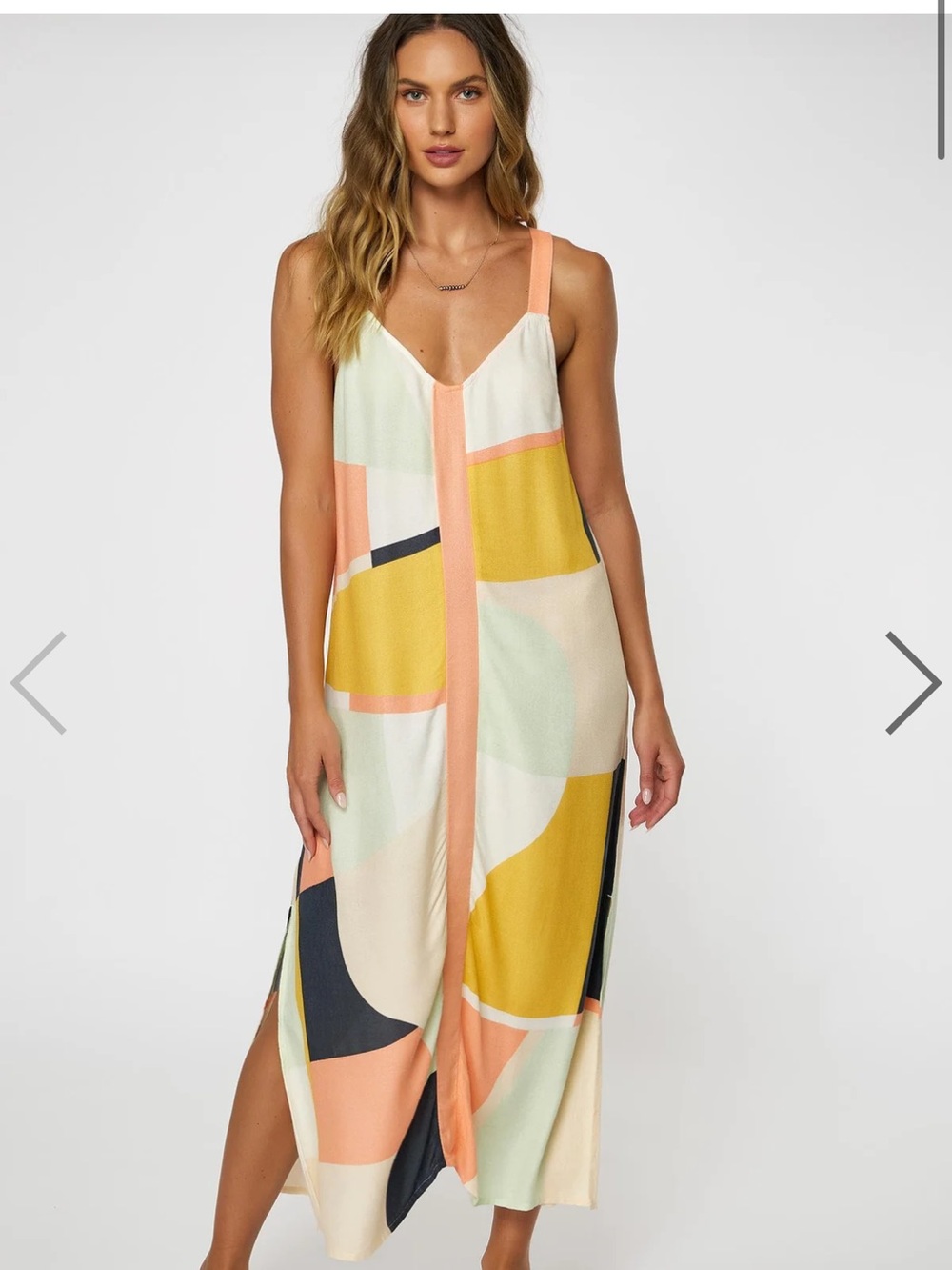 O'Neill Colorblock Maxi Dress in Coral, Yellow, Mint & Navy